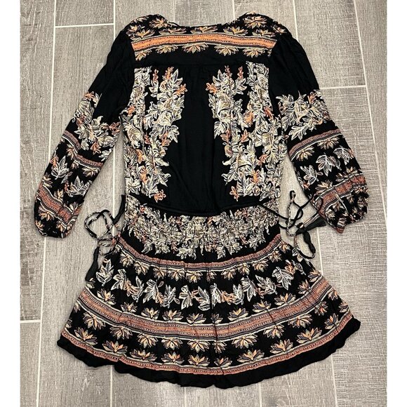 Free People Moonlight Drive Mini Dress Size Small Long Sleeve Lined Boho Peasant - Picture 14 of 16